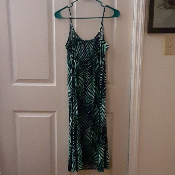 Old Navy blue and green palm dress long - Picture 5 of 9